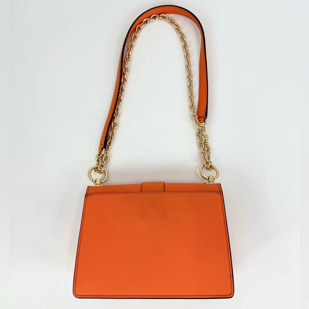 Michael Kors Greenwich Saffiano Leather Crossbody Purse Bag, Clementine Orange - Picture 8 of 13